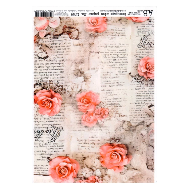Papier ryżowy A4 - Kwiaty, Napisy Vintage