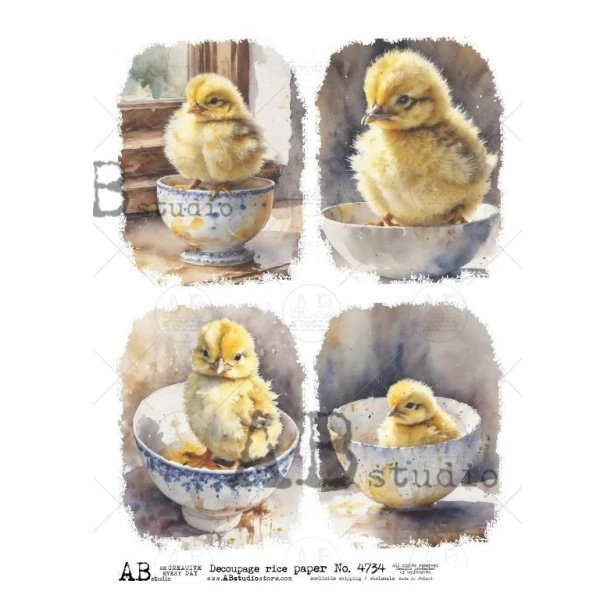 Papier ryżowy A4 - Kurczaczki, Wielkanoc