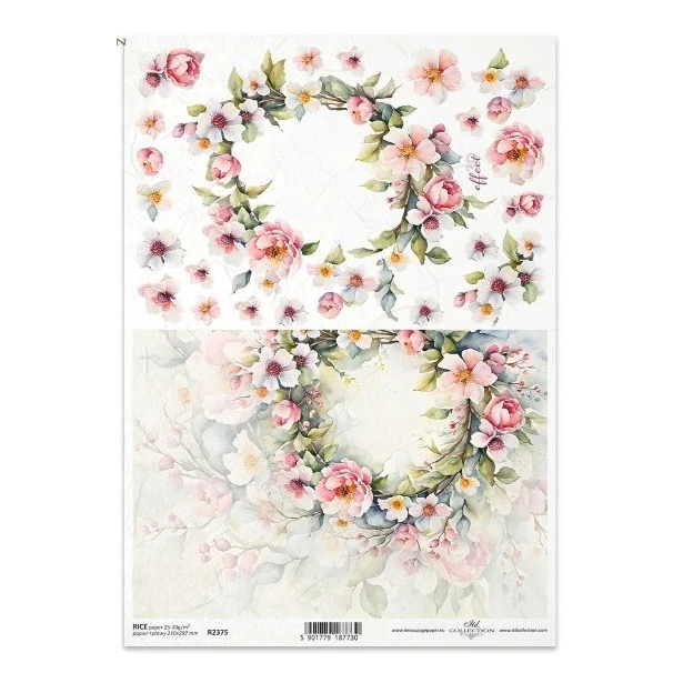 Papier ryżowy A4 - Kwiaty, wianki