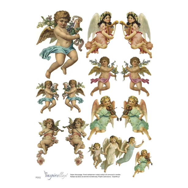 Papier decoupage - Boże Narodzenie anioły