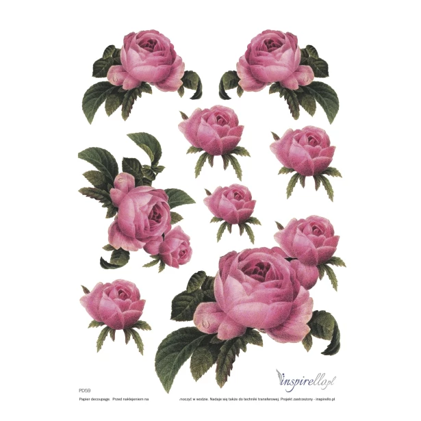 Papier decoupage - kwiaty róże