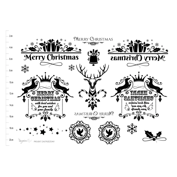 Papier decoupage - Boże Narodzenie napisy Merry Christmas