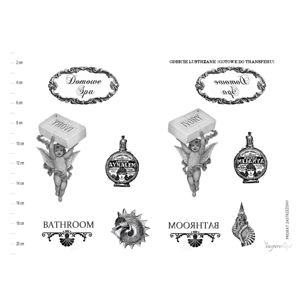 Papier decoupage: łazienka, domowe spa - napis retro