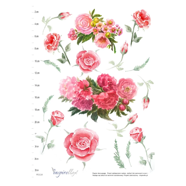 Papier decoupage - kwiaty duże butkiety