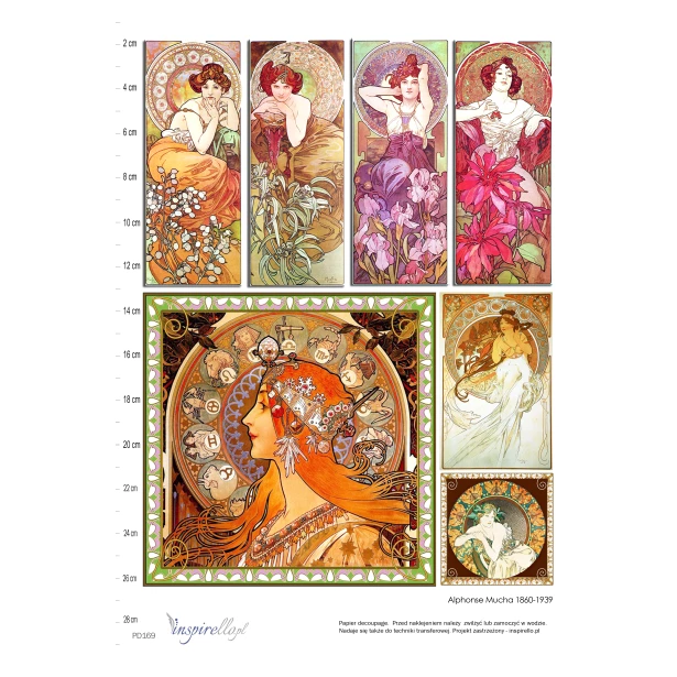 Papier decoupage: Alphonse Mucha