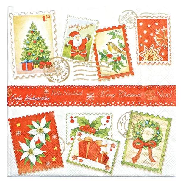 Serwetka - świąteczne znaczki pocztowe
