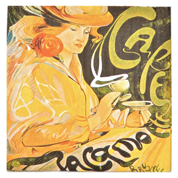 Serwetka mała -  Alfons Mucha kawa