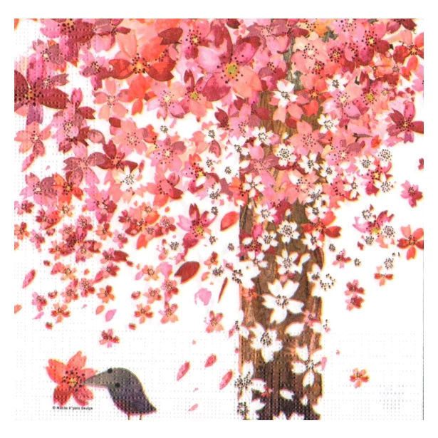 Serwetka - drzewo w kwiatach