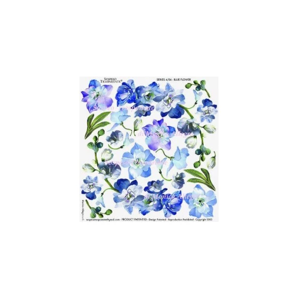 Sospeso - folia z nadrukiem - niebieskie kwiaty