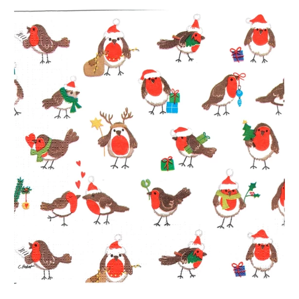 Serwetka  -  świąteczne ptaszki