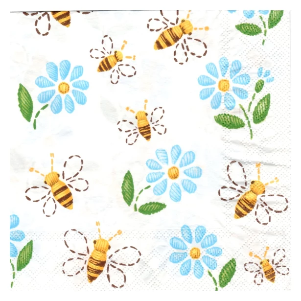 Serwetka - pszczółki i kwiatki