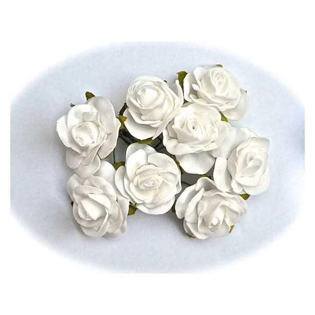 Białe róże piankowe 3 cm 9 sztuk