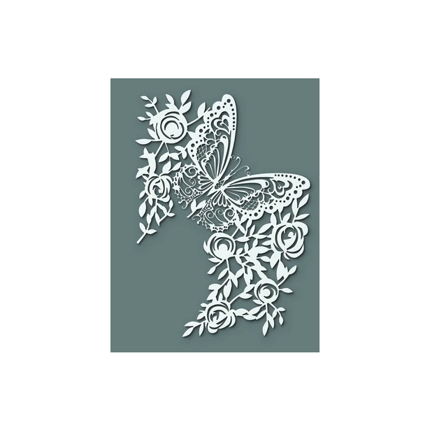 Szablon maska  do decoupage  MOTYL A4 - do farb i past strukturalnych