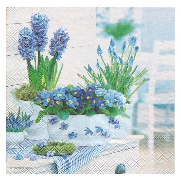 Serwetka  -   niebieskie kwiaty
