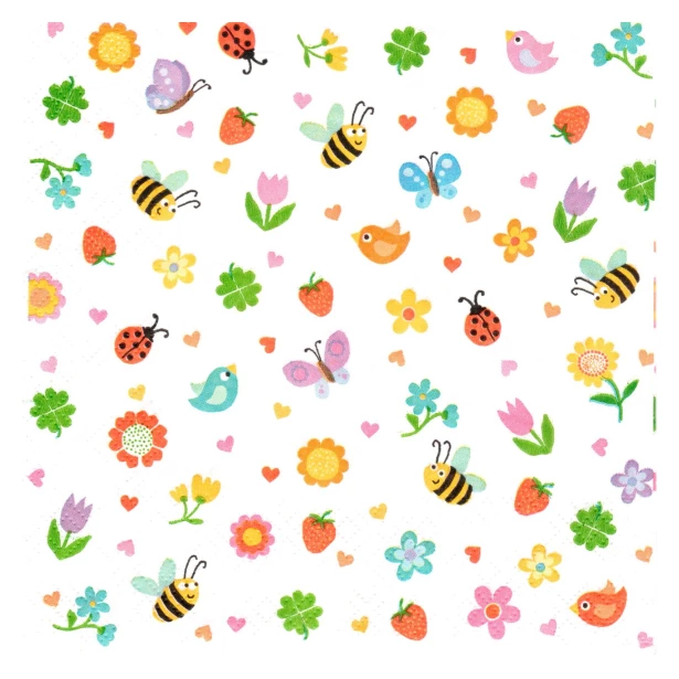 Serwetka - malutnie pszczółki i kwiatki