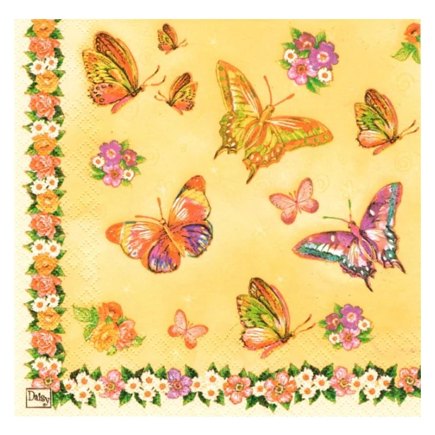 Serwetka -  motyle na żółtym tle