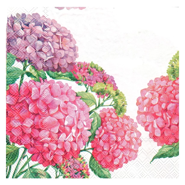 Serwetka -  hortensje różowe