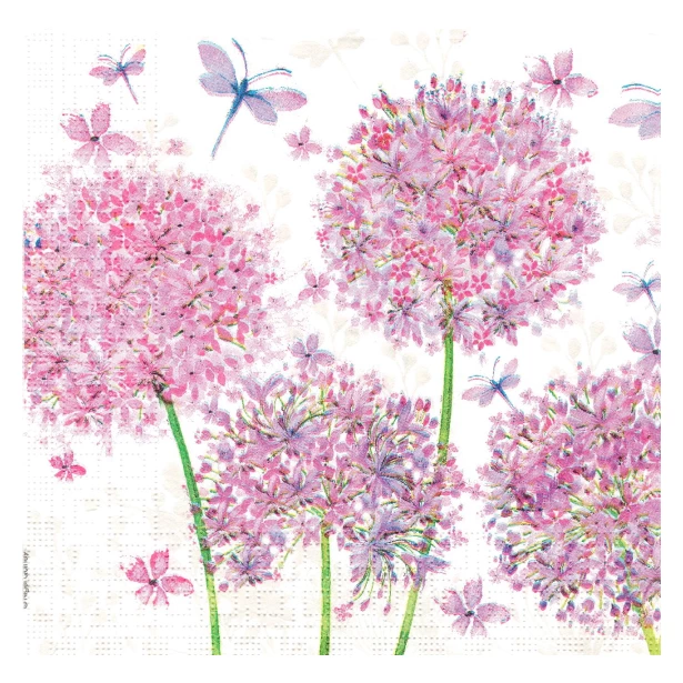 Serwetka -  kwiaty z motylkami