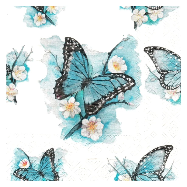 Serwetka - błękitne motyle