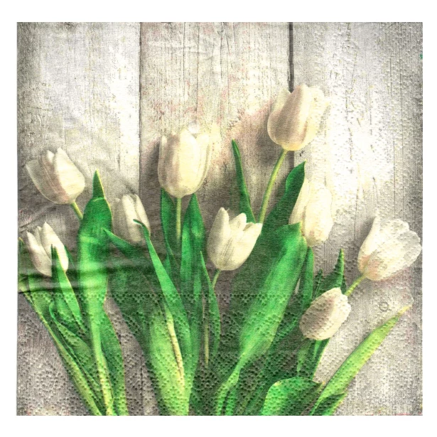 Serwetka - białe tulipany