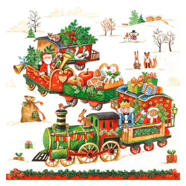 Serwetka  - świąteczny pociąg