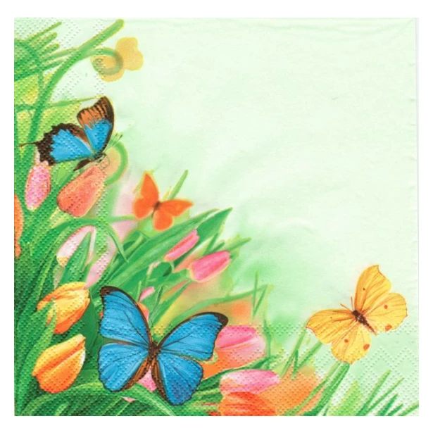 Serwetka -   kolorowe motyle i łąka