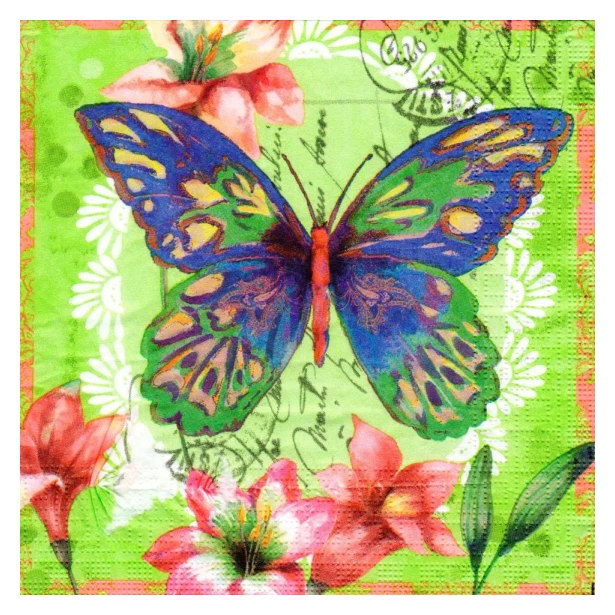 Serwetka - motyl, kwiaty