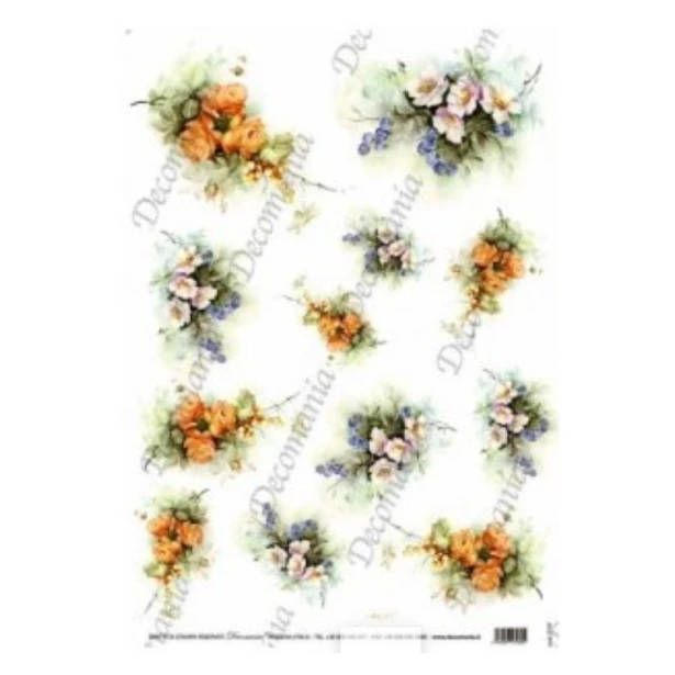 DUŻY PAPIER RYŻOWY kompozycje kwiatowe 35x50 cm