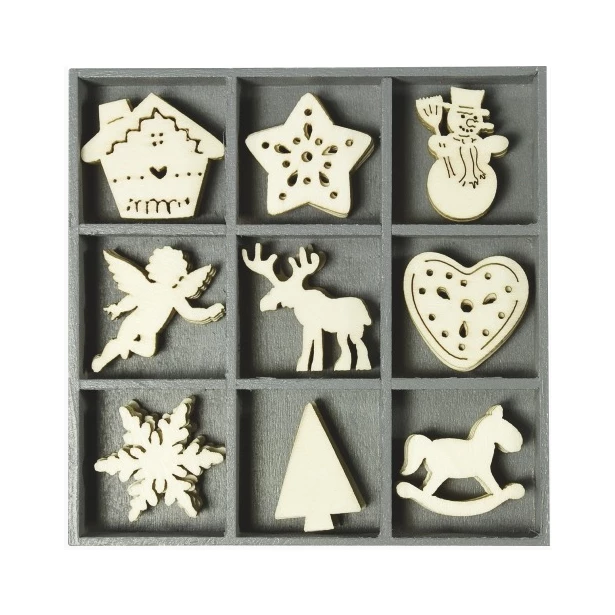 Elementy drewniane 45 sztuk Boże Narodzenie