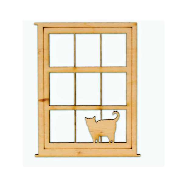 Prostokątne okno z kotkiem 9x7cm