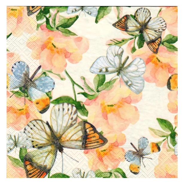 Serwetka - kwiaty, motyle