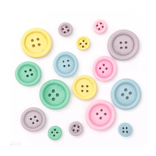 Guziki drewniane Mix 30 sztuk - pastelowe