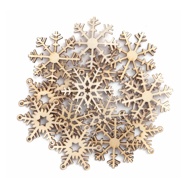 Naklejki drewniane Śnieżynki - 15 sztuk