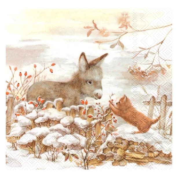 Serwetka - kotek i osiołek