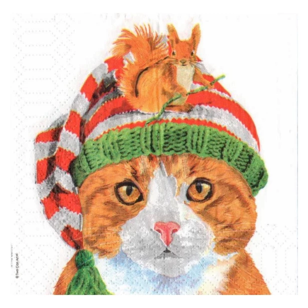 Serwetka mała - Kot z wiewiórką