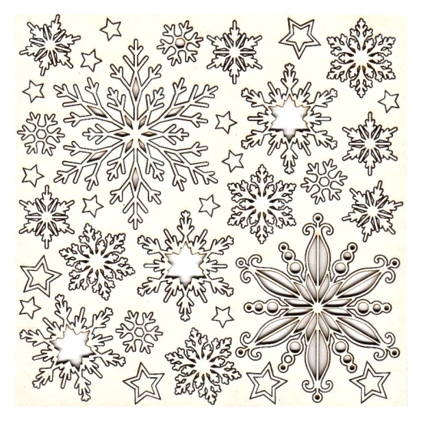 Tekturowe dekoracje - śnieżynki 14,5x14,5cm
