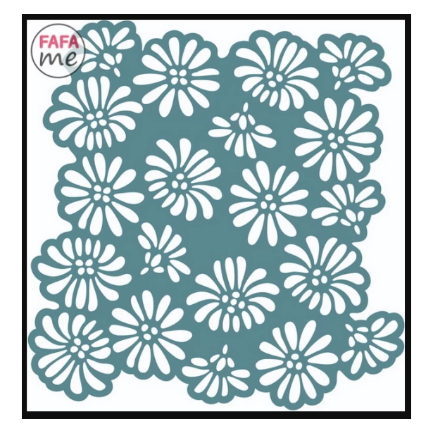 Szablon decoupage do malowania i reliefów wypukłych - 14x14cm KWIATY