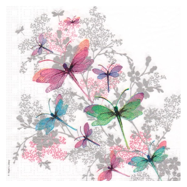 Serwetka - motyle i kwiaty