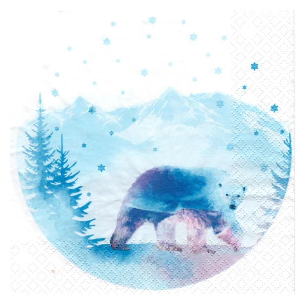 Serwetka - zimowy widok, niedźwiedź