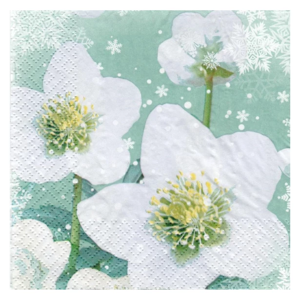 Serwetka  - zimowe kwiaty, śnieżynki