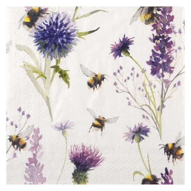 Serwetka - Lawenda, pszczoły