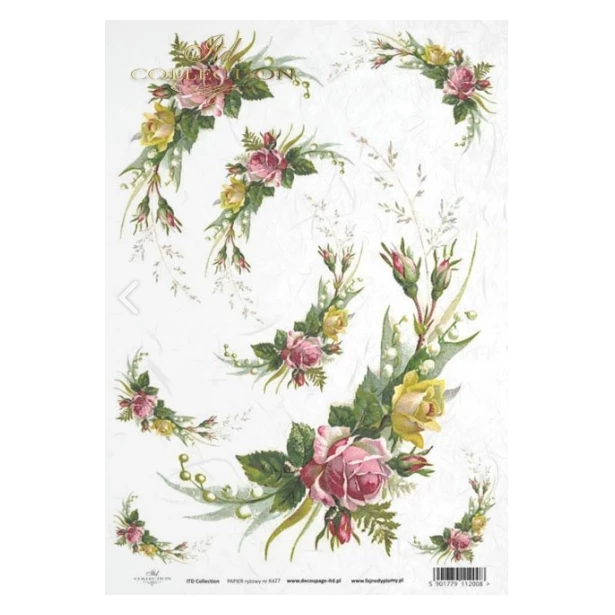 PAPIER RYŻOWY  A4 - Wiosenne kwiaty, bukiety