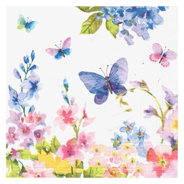 Serwetka - Motyle i kwiaty