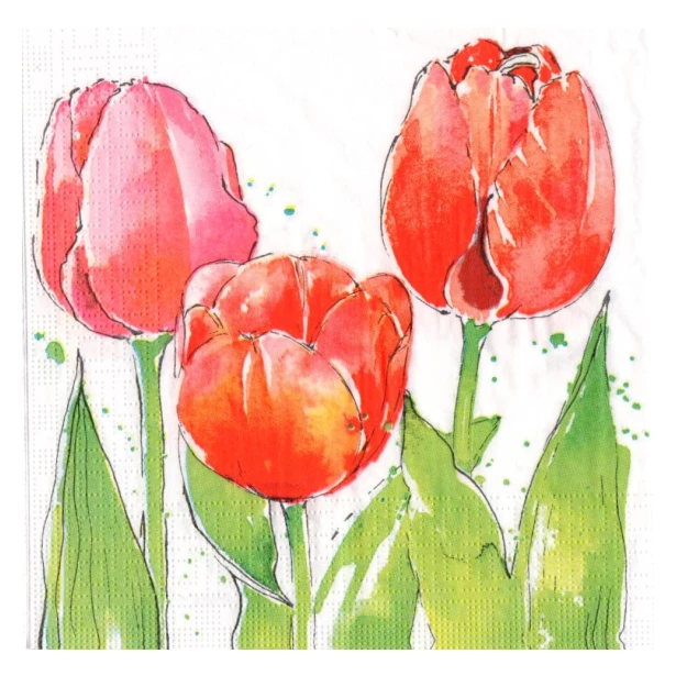 Serwetka - Malowane tulipany
