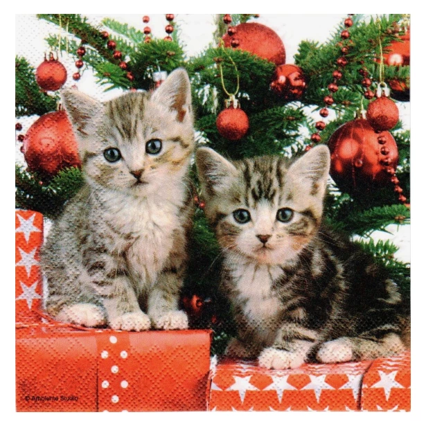 Serwetka - Świąteczne kotki