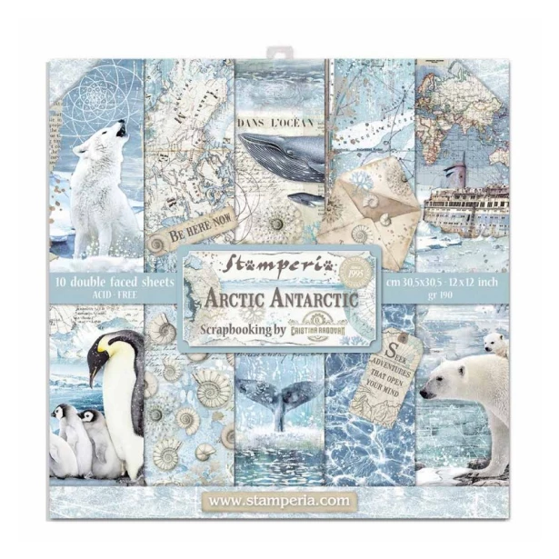 Bloczek papierów do scrapbookingu - 10 arkuszy  30x30 cm ARCTIC ANTARCTIC