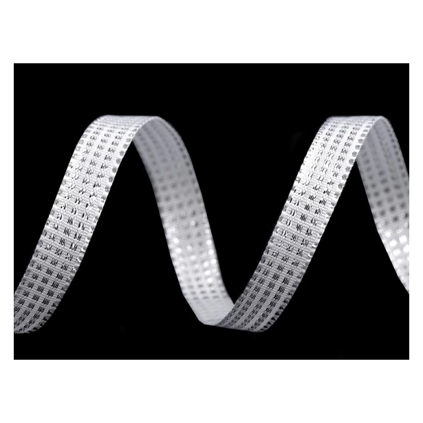 Wstążka BIAŁO-SREBRNA z lureksem szerokość 10 mm - 10 metrów