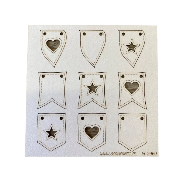 Proporczyki serduszka, gwiazdki - tekturowe dekoracje