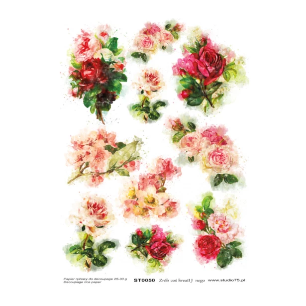 PAPIER RYŻOWY A4 - Kwiaty, bukiety kwiatów