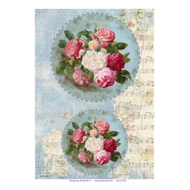 Papier ryżowy A4 AistCraft - Kwiaty, Bukiety